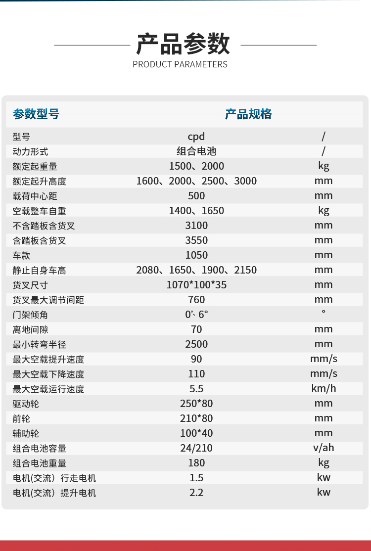 揚(yáng)子平衡重?zé)o腿式全自動(dòng)堆高車YZ-CPD-J系列(圖5)